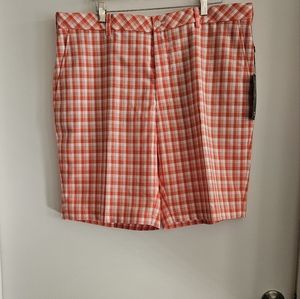 Walter Hagen Mens Size 40 Golf Shorts Tangerine Brush Stroke Plaid - NWT